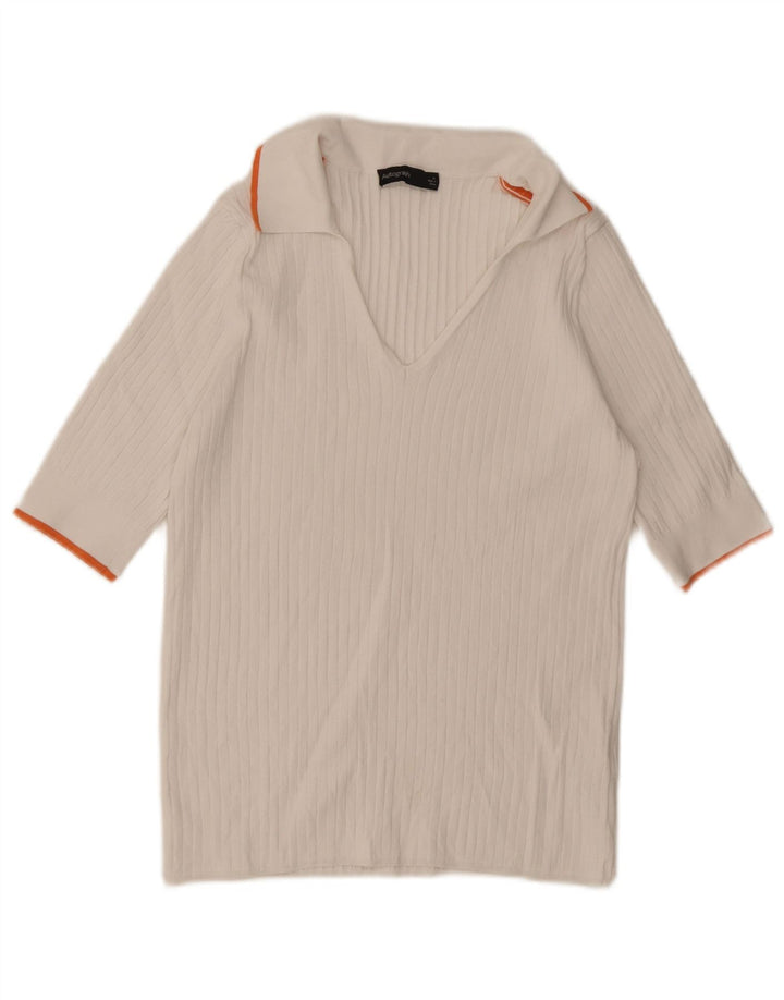 Marks & Spencer ženska polo majica s autogramom UK 14 srednje bijele viskoze