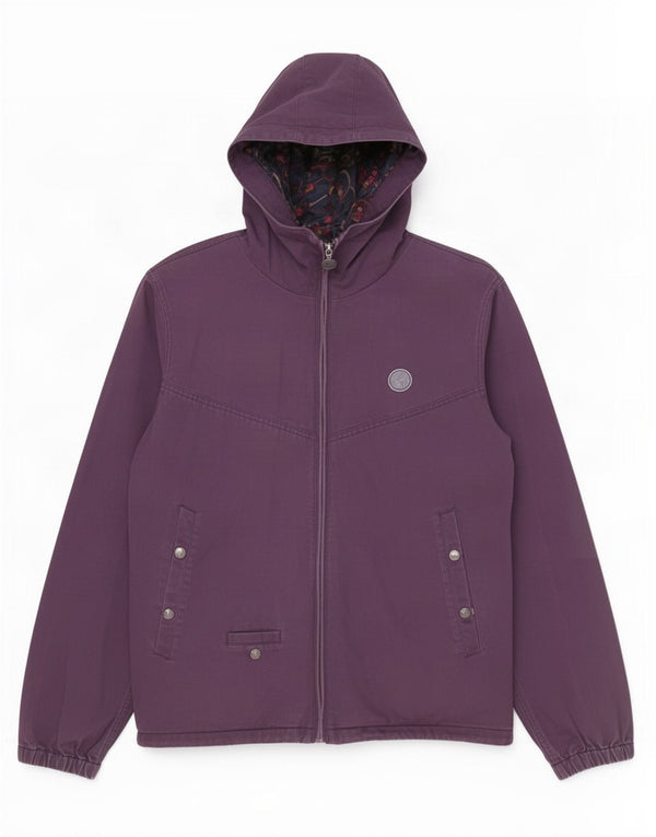Pretty Green ženska bomber jakna s kapuljačom UK 14 Srednje ljubičasti pamuk