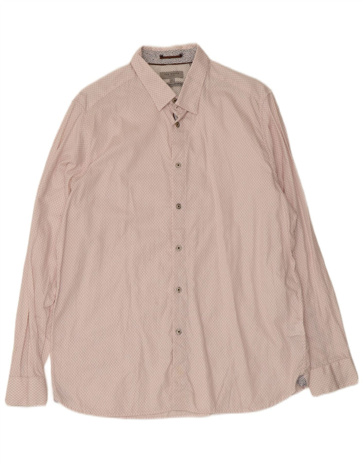 Ted Baker muška košulja veličina 6 2XL ružičasti geometrijski pamuk
