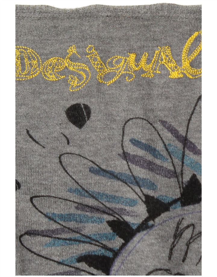 DESIGUAL Ženski kardigan džemper s grafičkim motivima UK 16 Large Grey