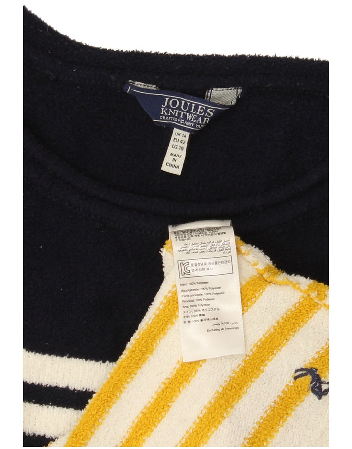 JOULES Womens Fleece Jumper UK 14 Large Multicoloured Striped Polyester
