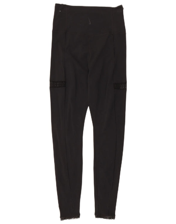Nike Ženske Dri Fit Leggings UK 14 srednje crne najlonske