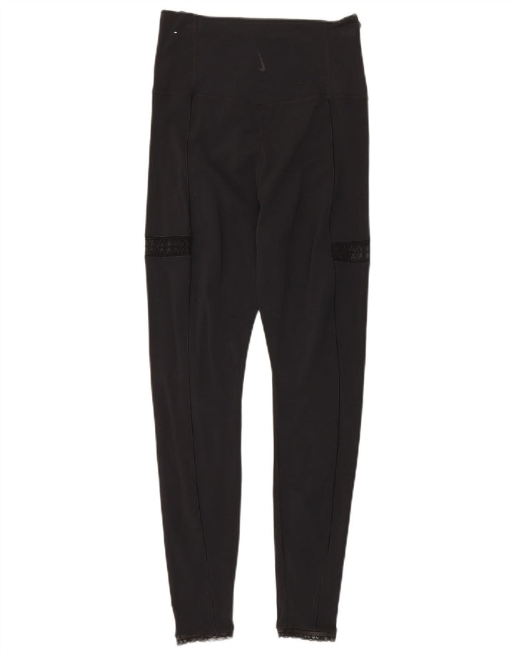 Nike Ženske Dri Fit Leggings UK 14 srednje crne najlonske