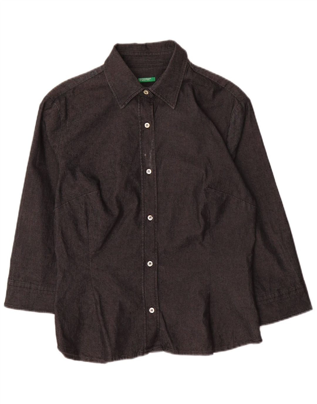 BENETTON Ženska košulja 3/4 rukava UK 10 Mali sivi pamuk