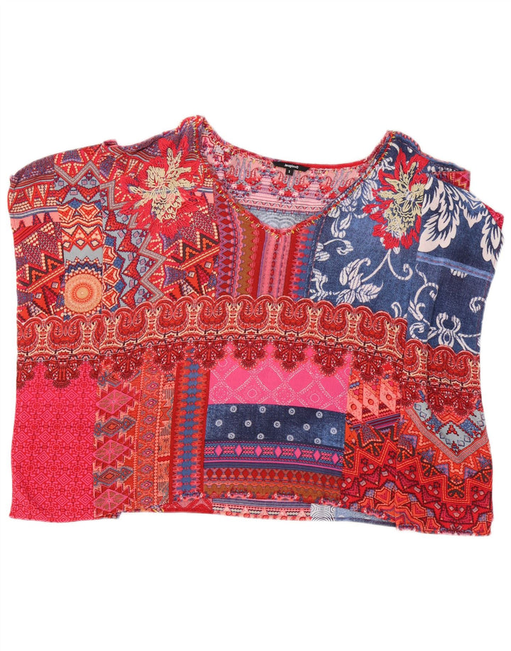 Desigual gornji dio ženske pončo bluze UK 10 Small Multicolored Patchwork