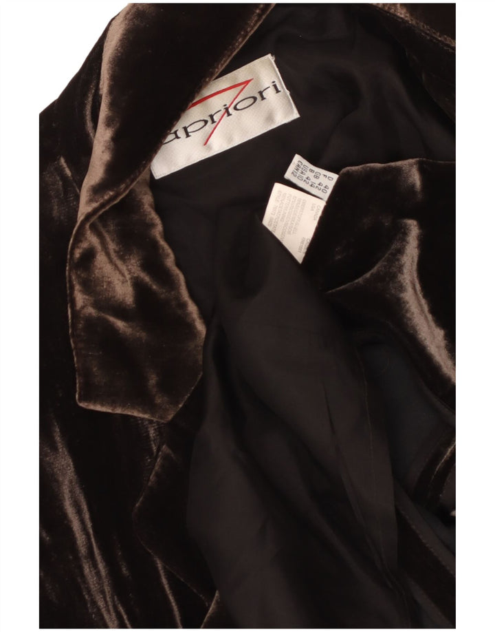 APRIORI Ženska jakna sa 3 gumba UK 14 Velika smeđa svila