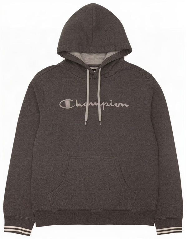 Champion Mens Graphic Hoodie Jumper Large Grey Cotton