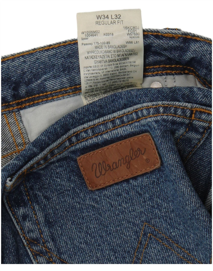 Wrangler muške ravne traperice regularnog kroja W34 L32 plavi pamuk