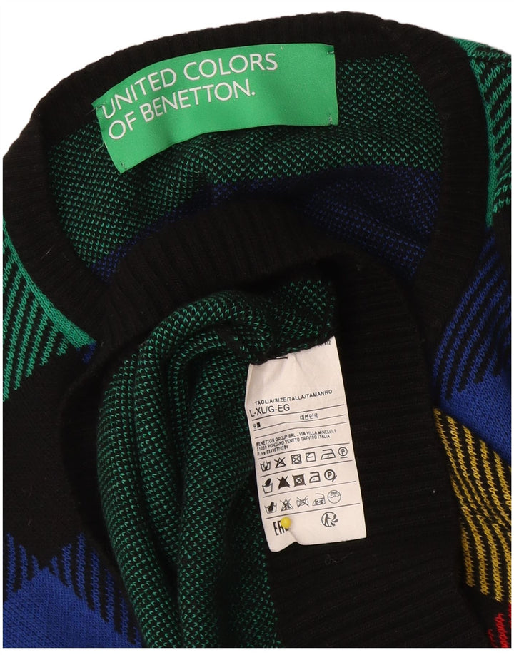 Benetton ženski džemper s okruglim izrezom UK 16 Veliki raznobojni karirani