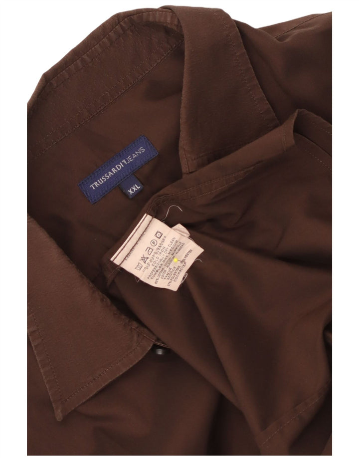 Trussardi Jeans muška košulja 2XL smeđi pamuk