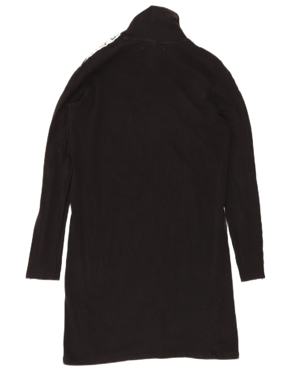 FILA Womens Graphic Roll Neck T-Shirt Dress UK 10 Small Black Colourblock