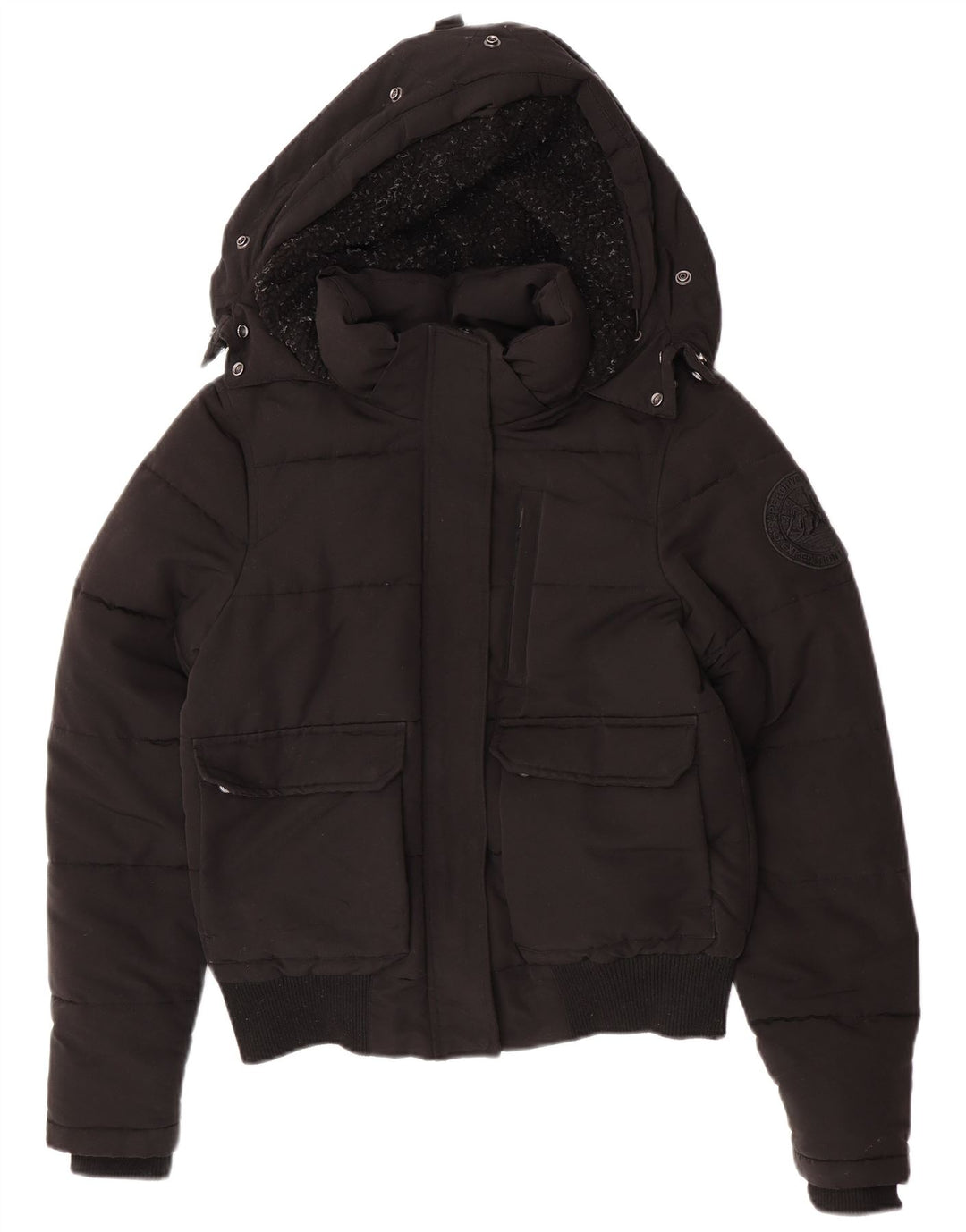 Superdry ženska podstavljena jakna s kapuljačom UK 12 srednji crni poliester