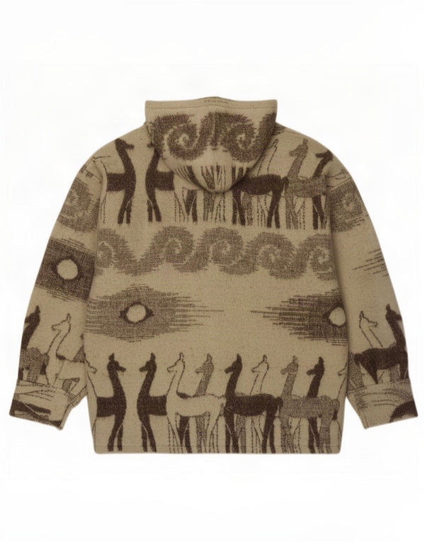 Vintage ženski kardigan pulover s kapuljačom UK 20 2XL Bež Fair Isle