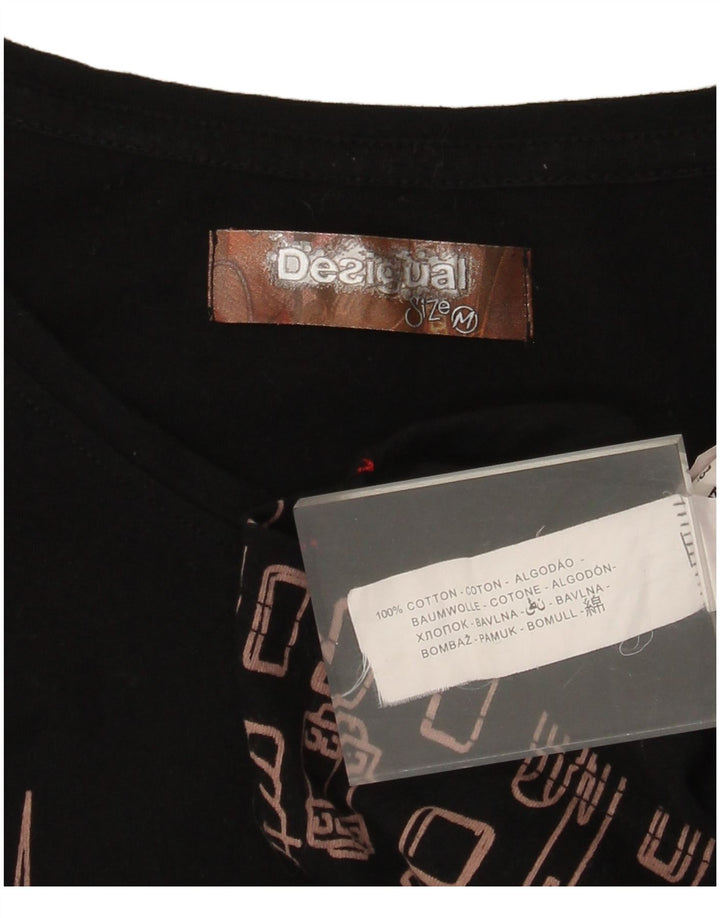 Ženska majica Desigual Barcelona Graphic dugih rukava UK 12, srednji crni pamuk