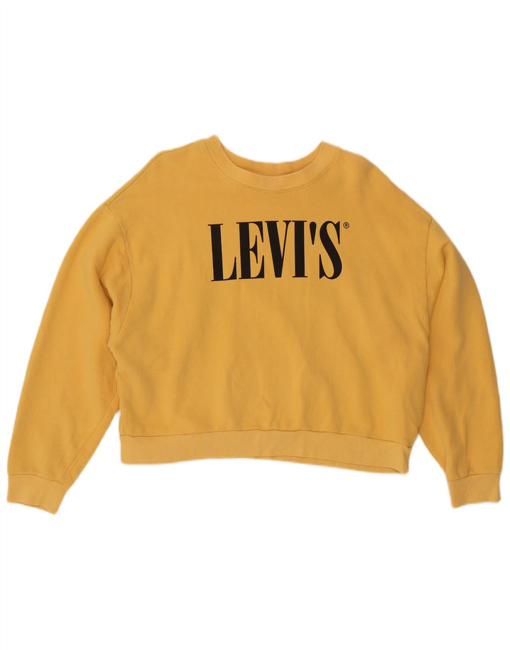 Levi's ženska majica s prekomjernim kratkim crtama UK 14 srednje žuta