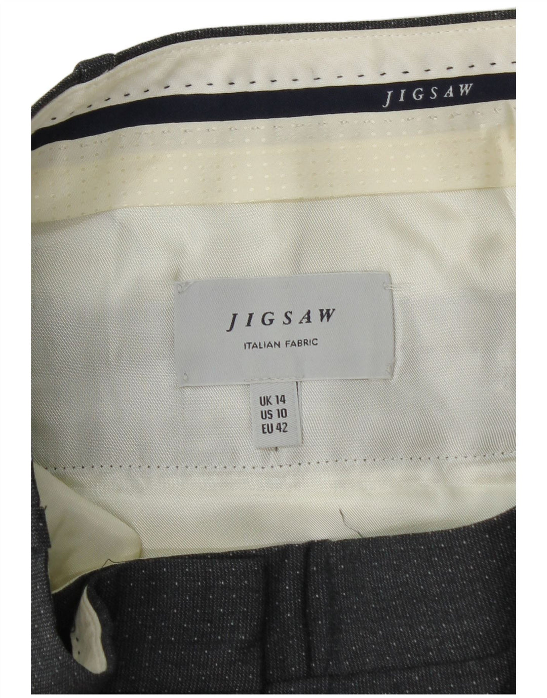 JIGSAW Ženske ravne chino hlače UK 14 Large W34 L28 Sivo na točkice