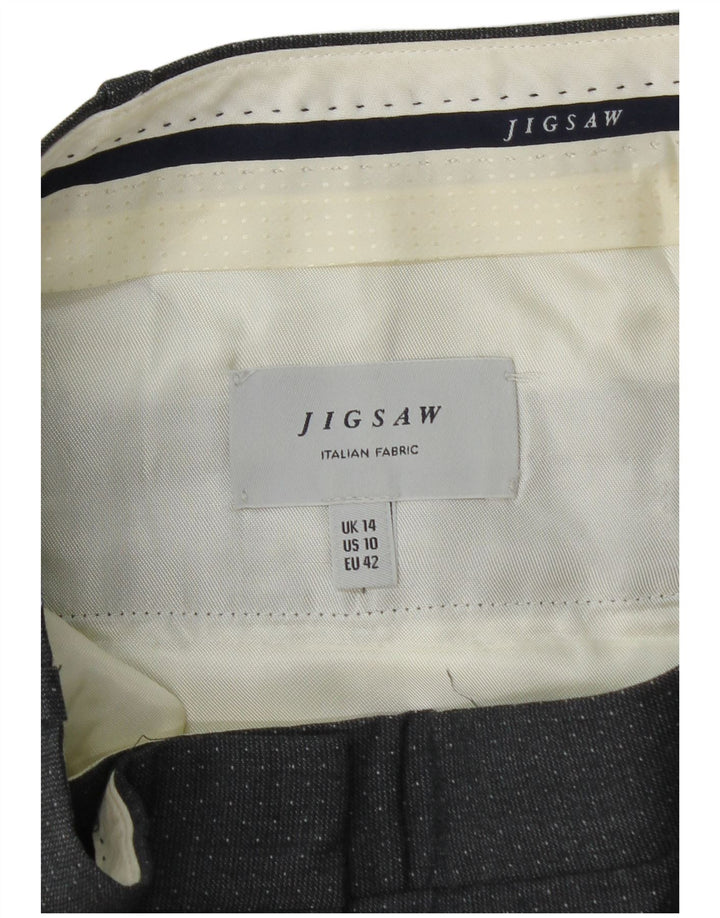 JIGSAW Ženske ravne chino hlače UK 14 Large W34 L28 Sivo na točkice