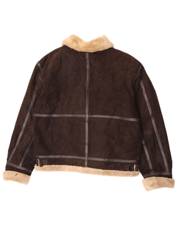 Conbipel Mens Sherpa kožna jakna UK 40 Large Brown