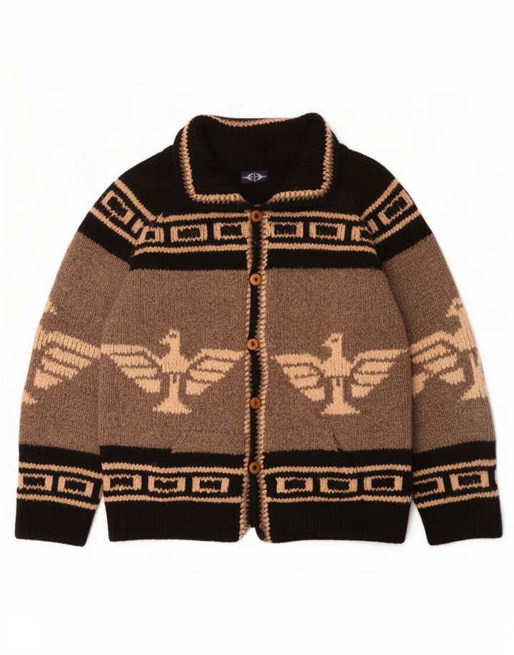 Muški grafički kardigan pulover Large Grey Colourblock Aztec