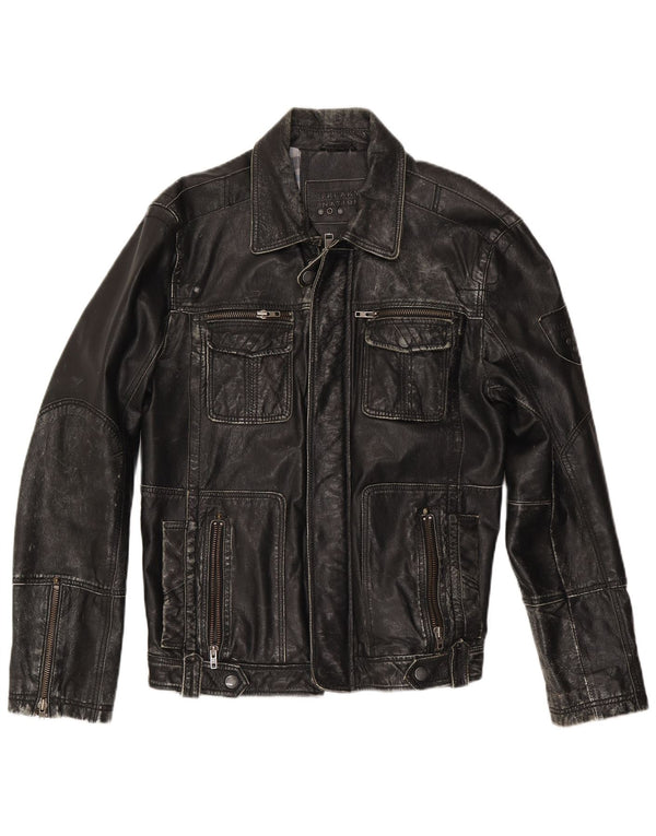 FREAKY NATION muška kožna jakna UK 42 XL crna koža