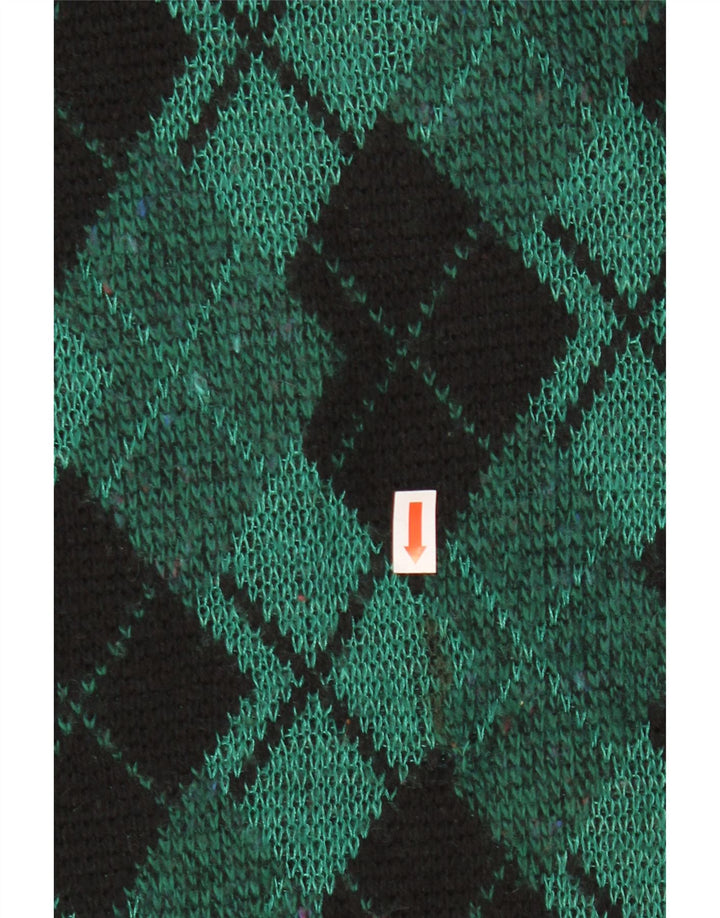 Vintage muški džemper s okruglim izrezom IT 48 Srednje zeleni Argyle/Diamond