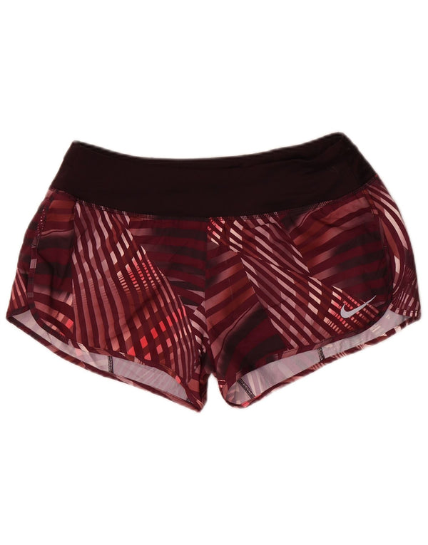 Nike Ženske Dri Fit Sportske Kratke Hlače UK 14 Medium Burgundy Karirani Poliester