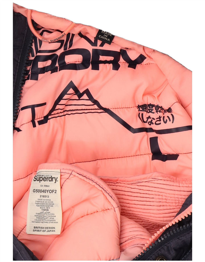 Superdry ženska podstavljena jakna s kapuljačom UK 14 veliki tamnoplavi poliester