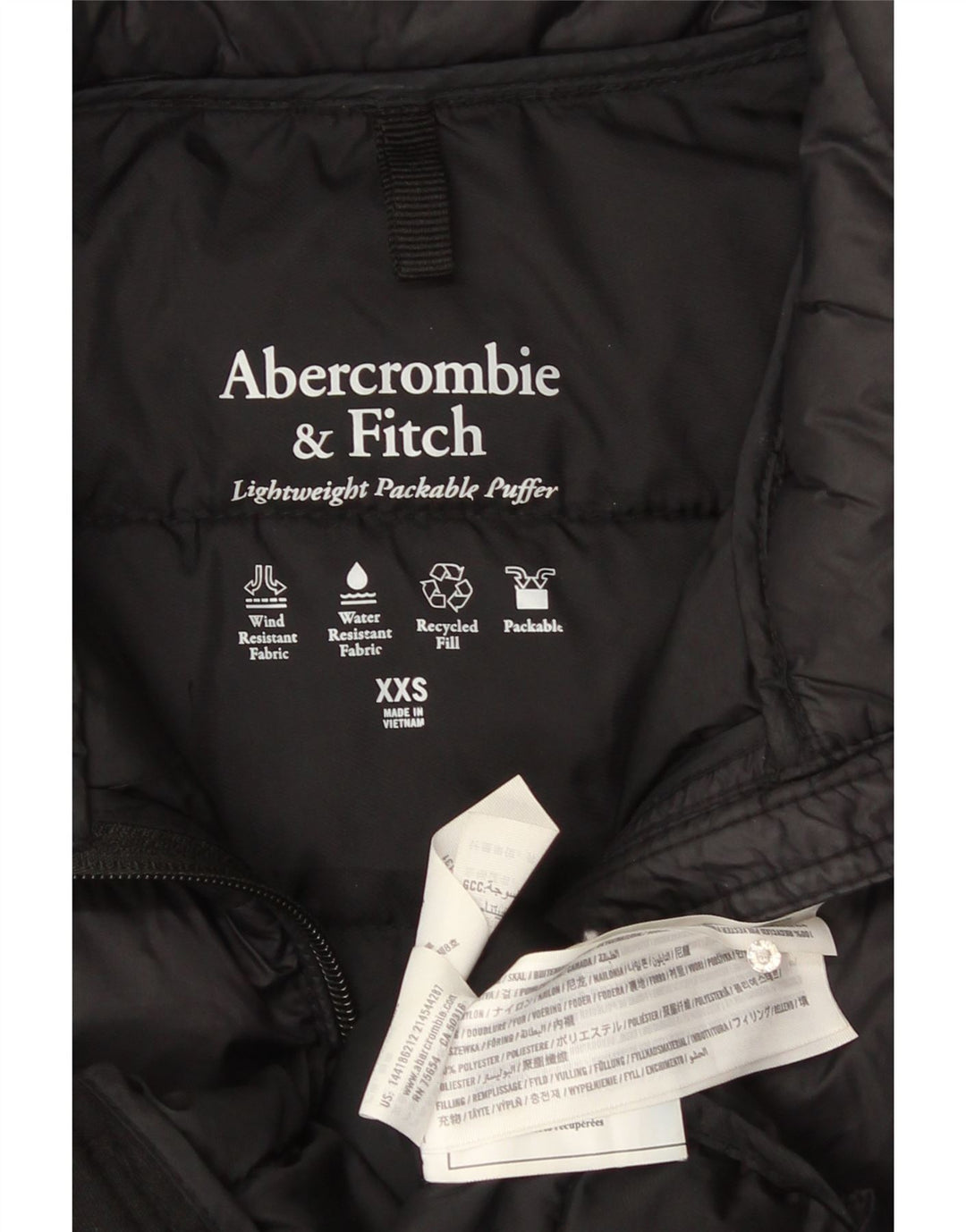 Abercrombie & Fitch ženska podstavljena jakna UK 2 2XS crni poliester