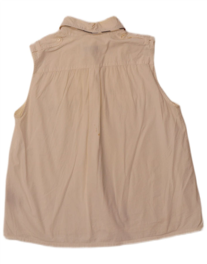 BURBERRY ženska vojna košulja bez rukava UK 14 Large Off White Pamuk