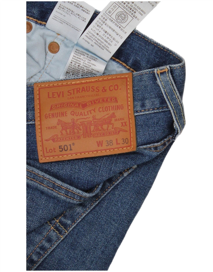 Levi's muške 501 skraćene ravne traperice W38 L25 plavi pamuk