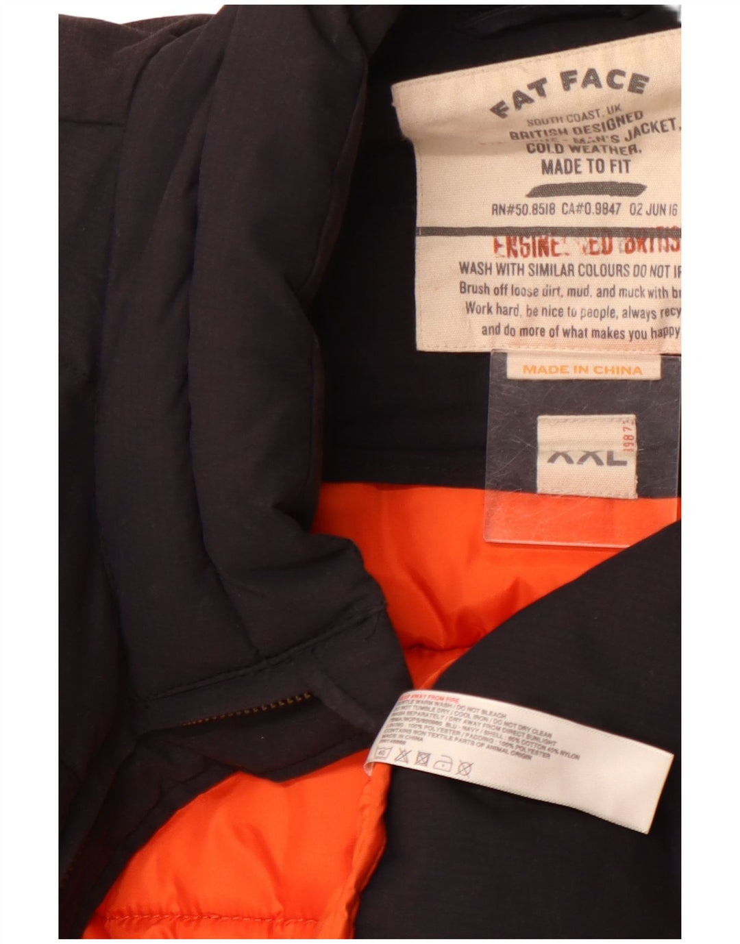 FAT FACE Muška podstavljena jakna UK 44 2XL crni pamuk