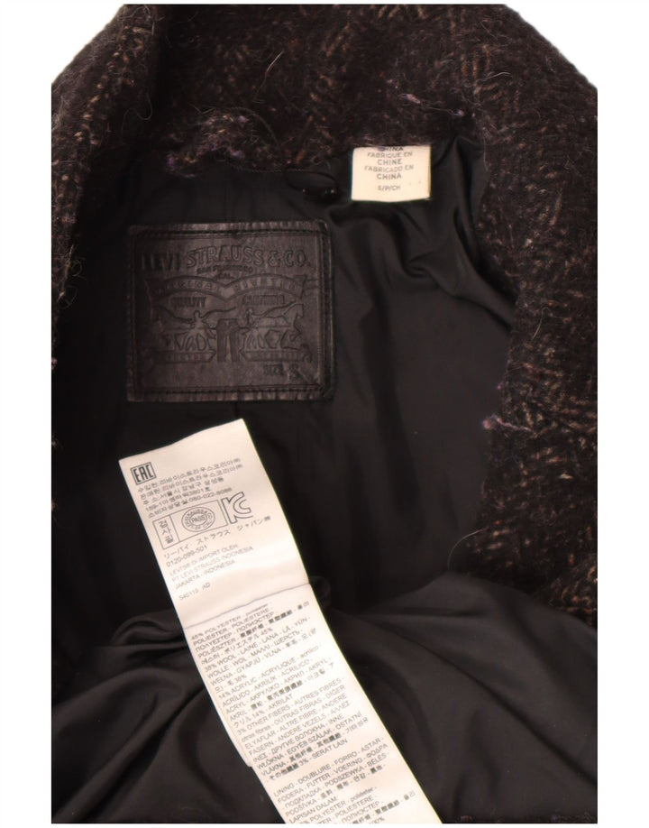 Levi's ženski preveliki kaput UK 10 Mali crni poliester riblja kost