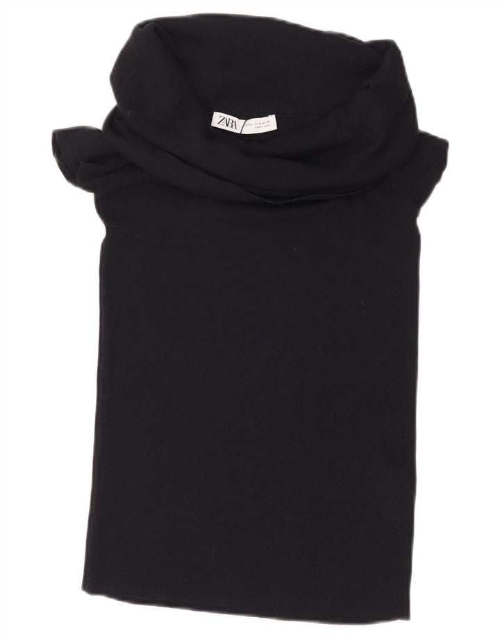 ZARA ženski gornji dio kratke bluze UK 12 Srednje crna viskoza