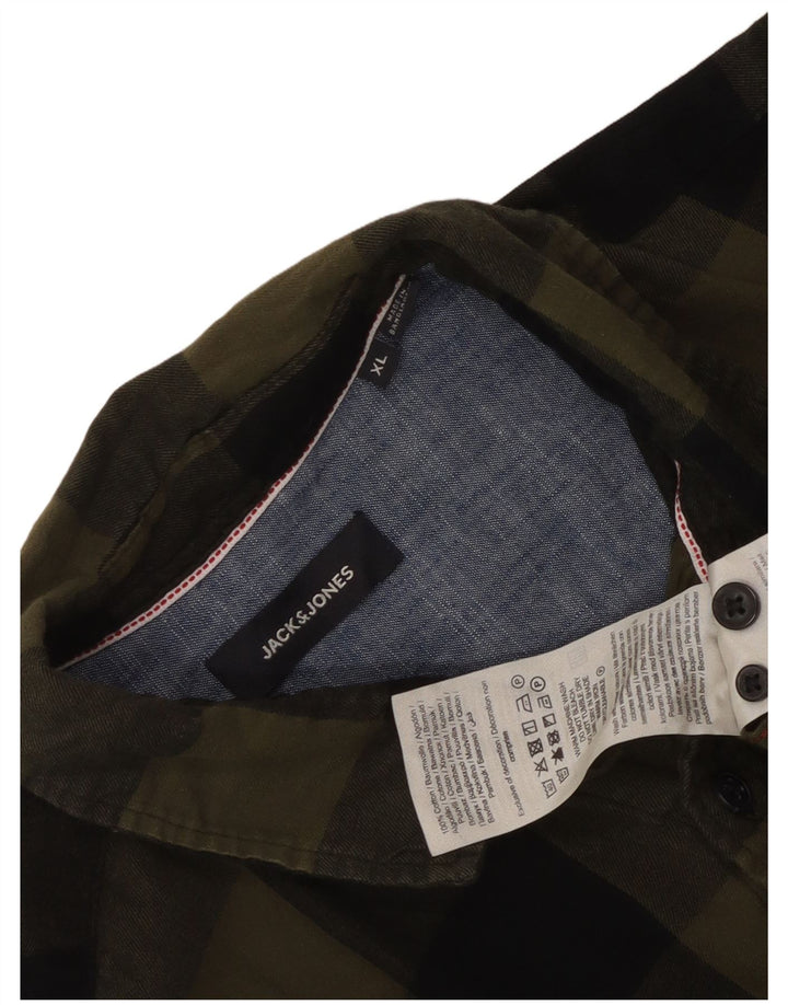 Jack & Jones muška flanelska košulja XL kaki karirani pamuk