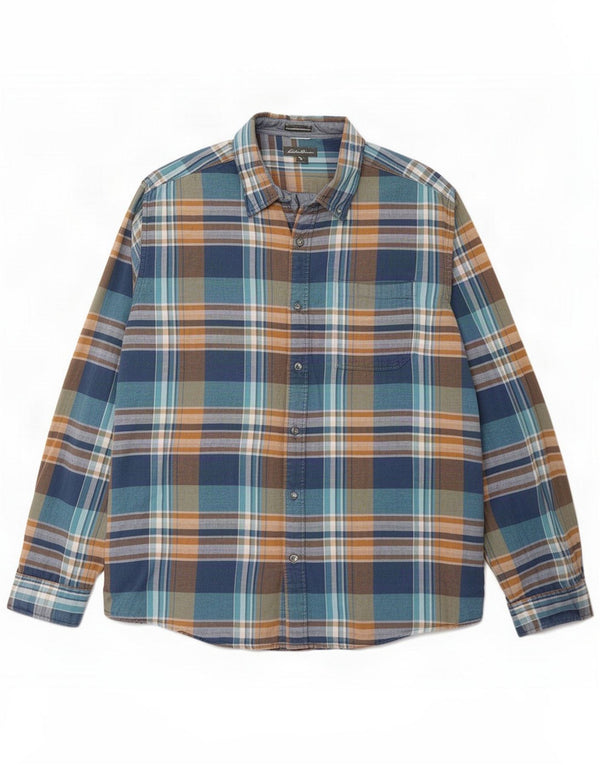 Eddie Bauer muška klasična flanelska košulja XL plavi karirani pamuk