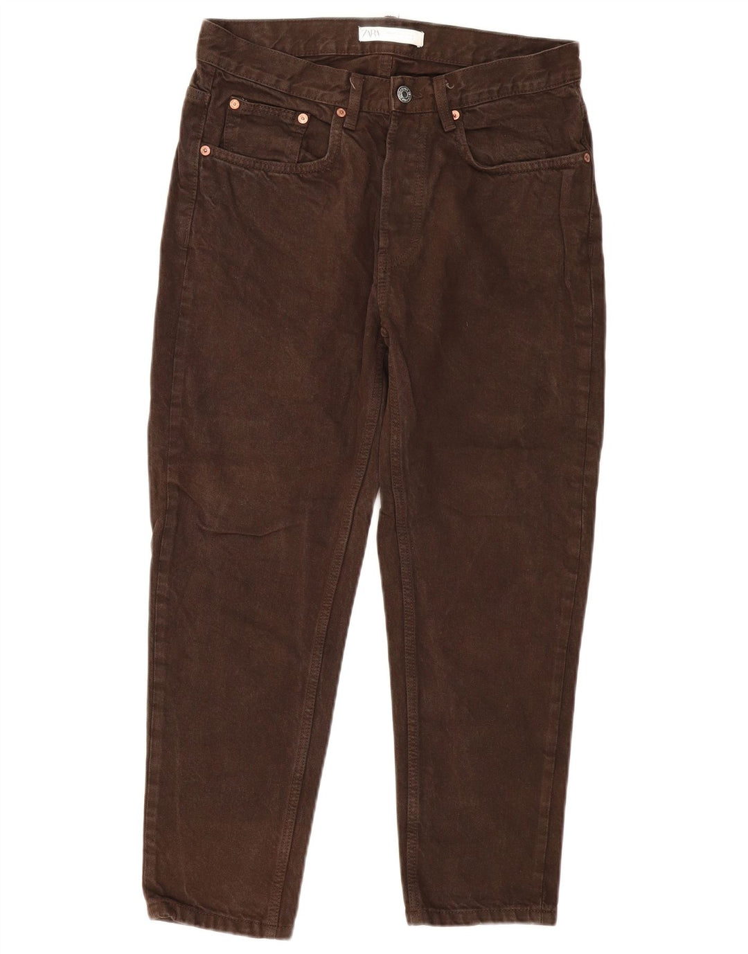 ZARA Mens Cropped Jeans EU 40 Medium W31 L25 Brown Cotton