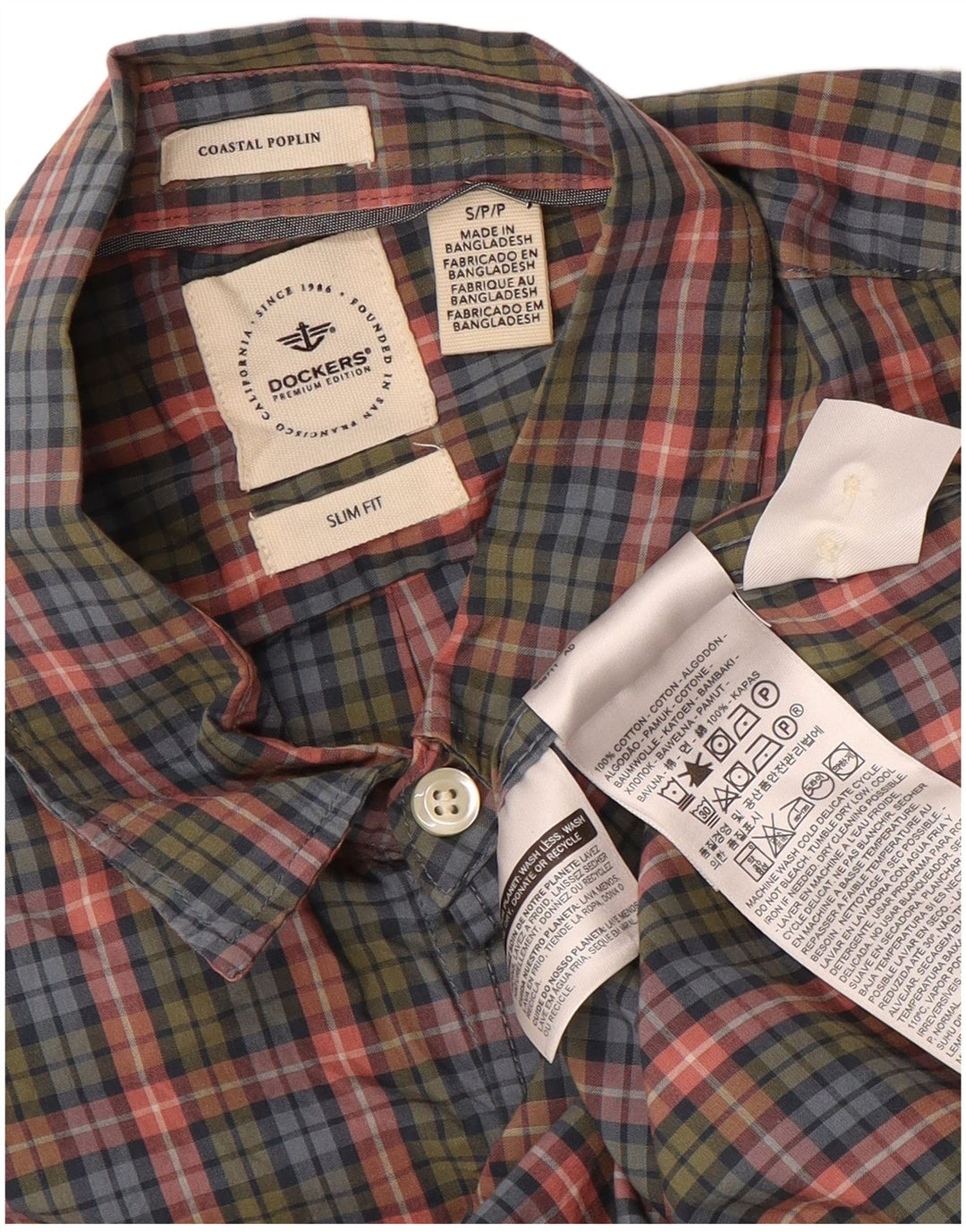 DOCKERS Muška uska košulja malenog raznobojnog kariranog pamuka