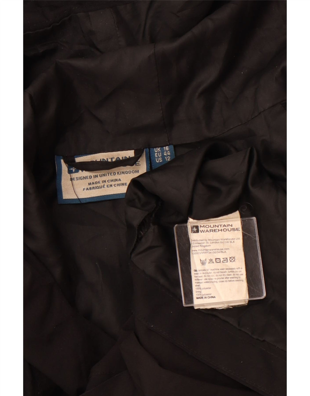 MOUNTAIN WAREHOUSE Womens Hooded Parka Jacket UK 16 Large  Black Polyester