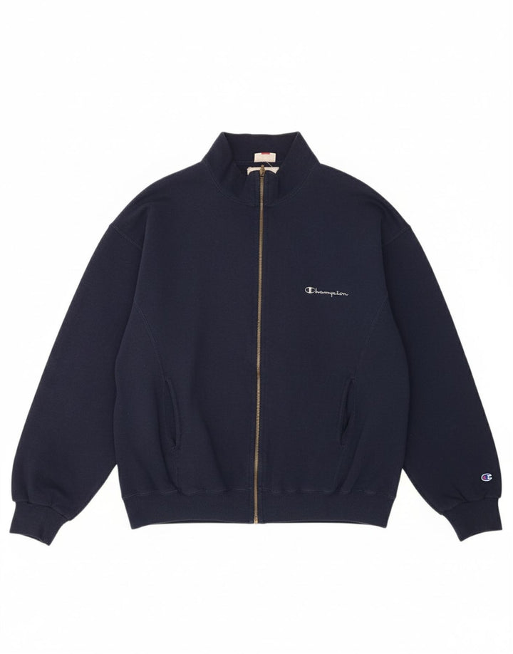 CHAMPION Mens Tracksuit Top Jacket Large Navy Blue Cotton