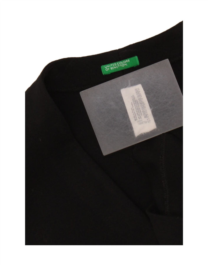 Benetton ženski dugi otvoreni kardigan pulover UK 14 srednje crne vune