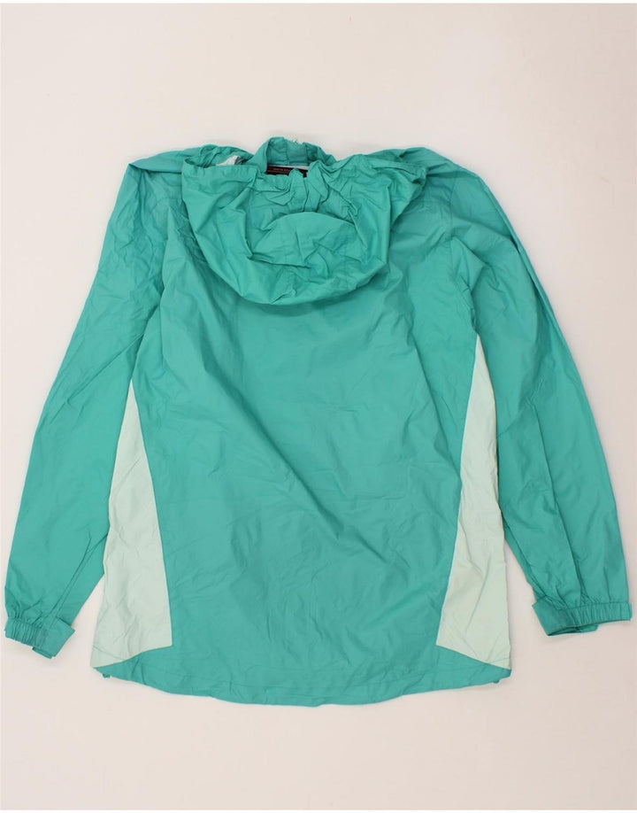 MOUNTAIN WAREHOUSE Womens Rain Jacket UK 12 Medium Turquoise Colourblock Vintage Mountain Warehouse and Second-Hand Mountain Warehouse from Messina Hembry 