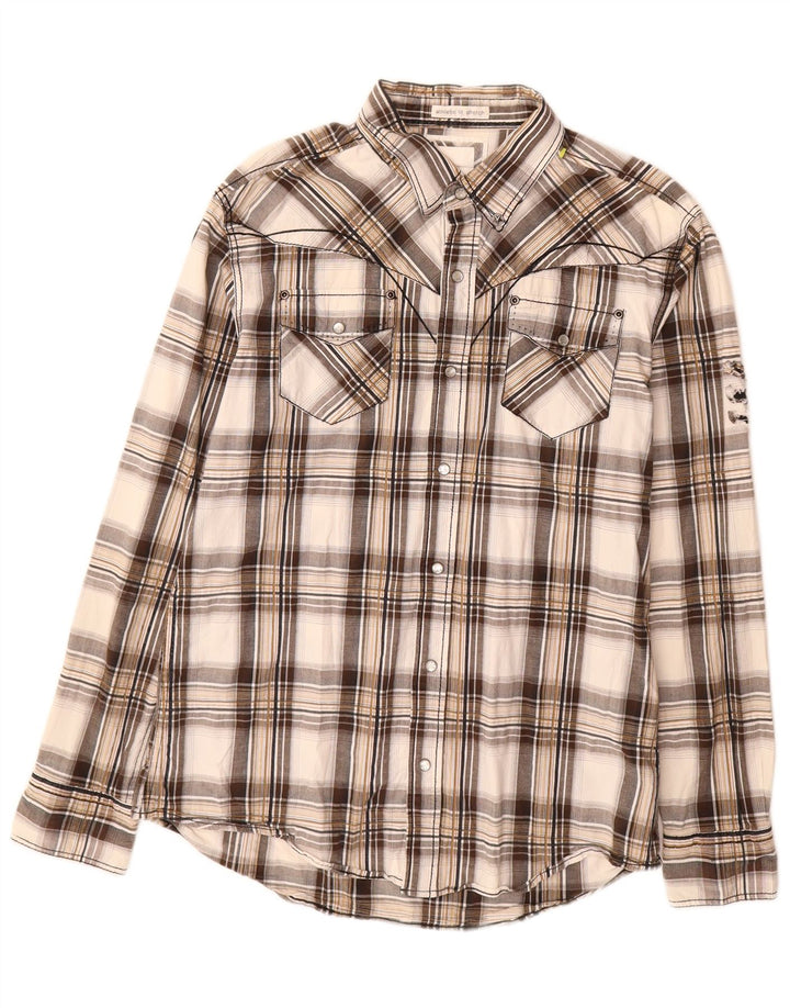 BKE muška atletska krojna majica velikog smeđeg kariranog pamuka