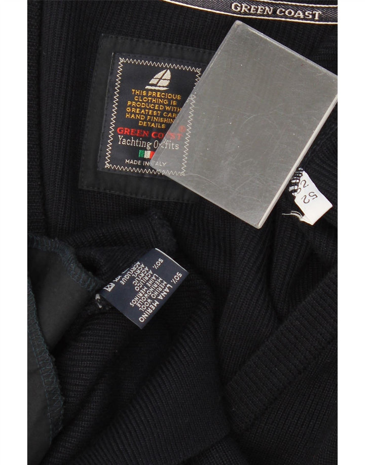 GREEN COAST Muški kardigan pulover IT 52 Velika crna merino vuna
