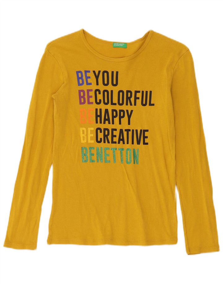 Ženska majica dugih rukava Benetton Graphic UK 8 Mala žuta