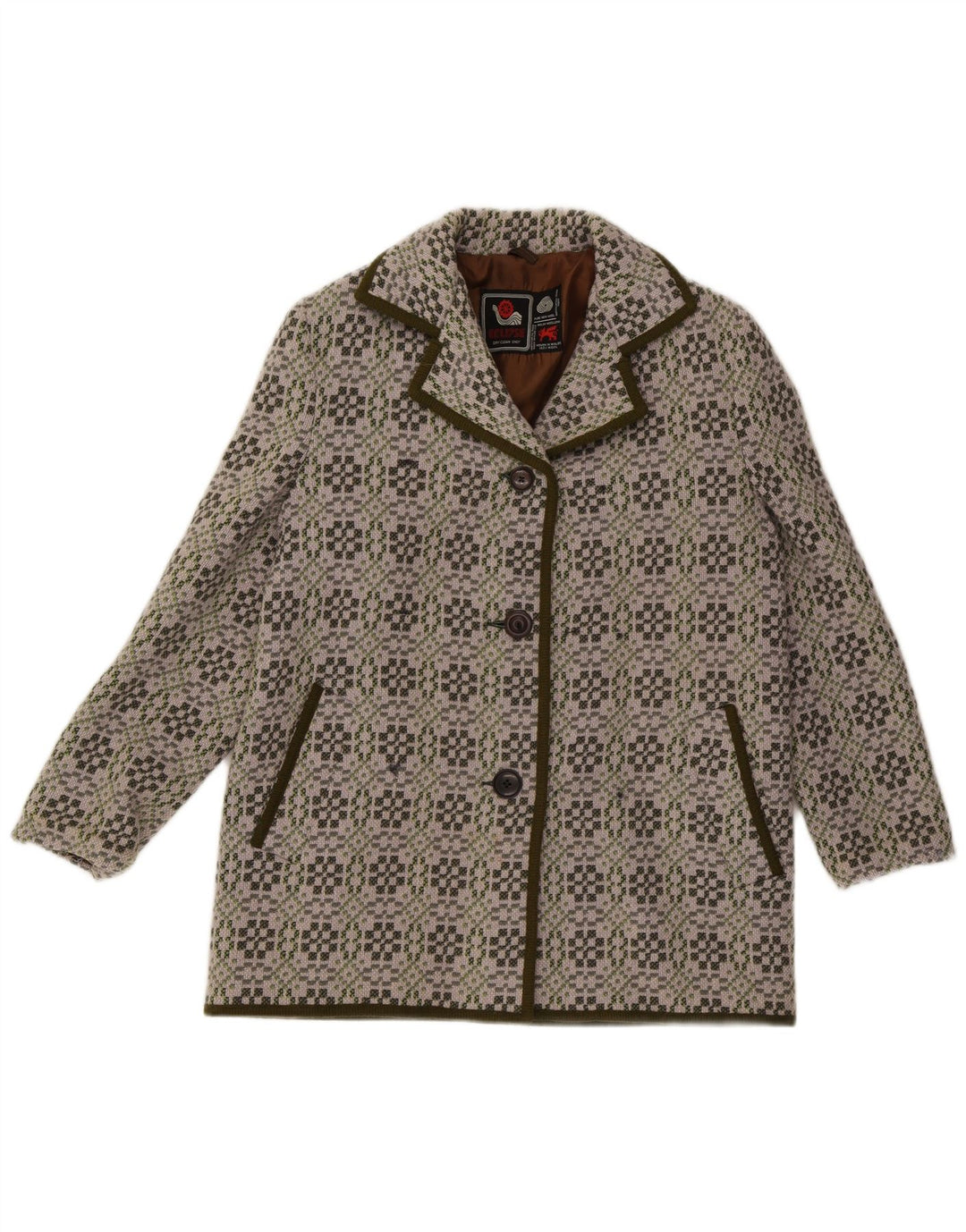 Eclipse ženski sako sa 3 gumba UK 14 srednje siva geometrijska vuna