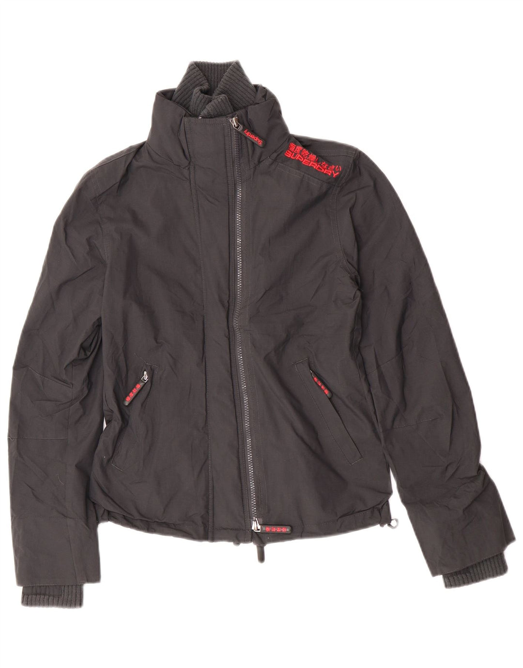 Superdry ženska kišna jakna s grafičkim motivima UK 10 Mala siva najlonska