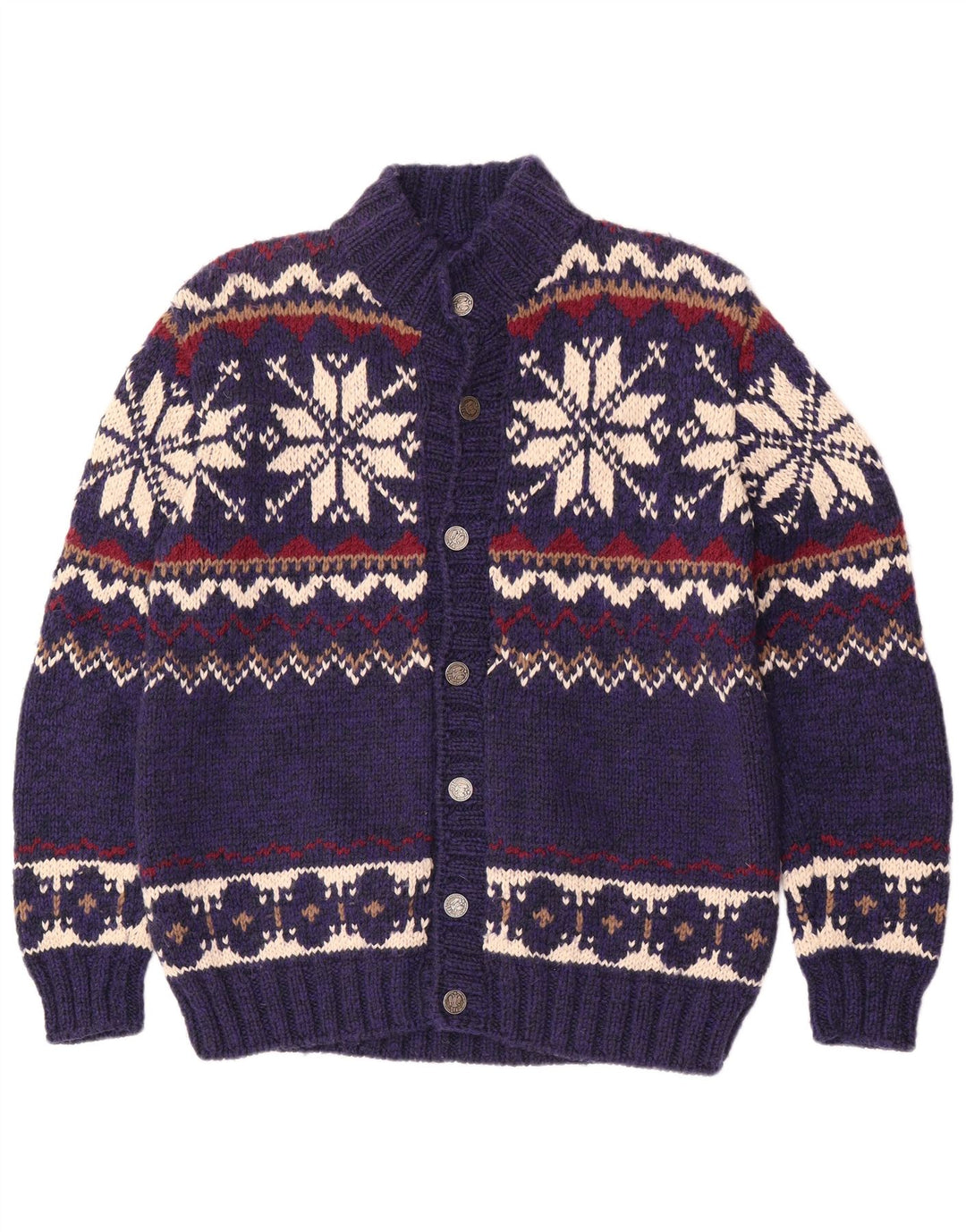 Vintage muški kardigan džemper srednje plave boje Fair Isle