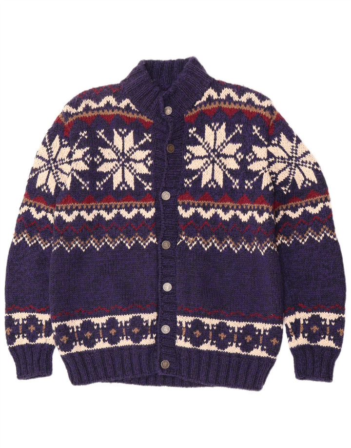 Vintage muški kardigan džemper srednje plave boje Fair Isle