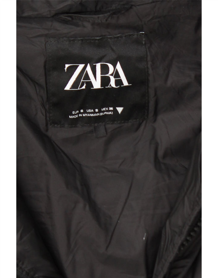 ZARA Womens Hooded Padded Gilet UK 10 Small Black Polyester Vintage Zara and Second-Hand Zara from Messina Hembry 