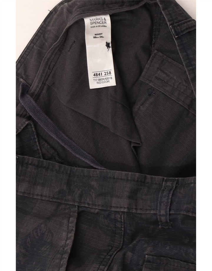 Marks & Spencer muške kargo kratke hlače W34 veliki tamnoplavi karirani pamuk